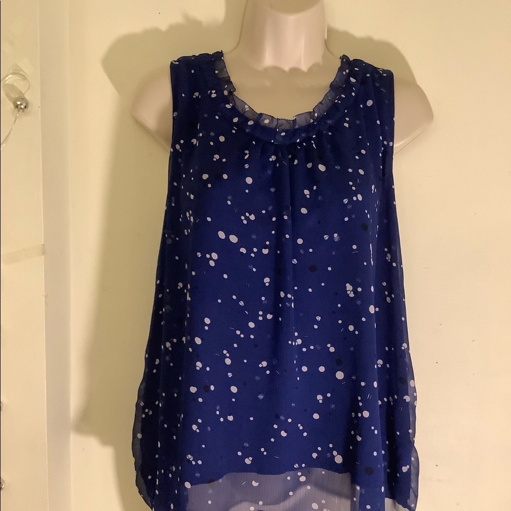 Elle Blouse navy blue with polkadots